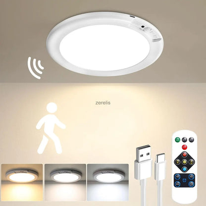 Rechargeable Motion Sensor Ceiling Light With Remote Wireless