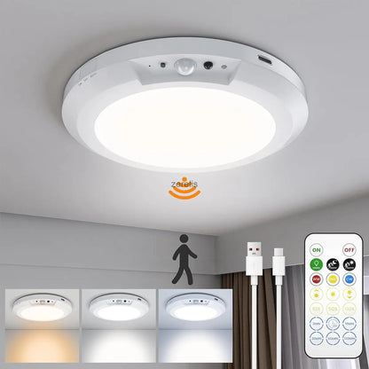 Rechargeable Motion Sensor Ceiling Light With Remote Wireless